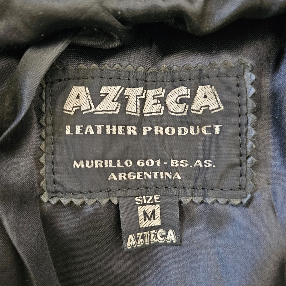 Azteca Vintage Black Genuine Leather Jacket - Size M - Made in Argentina - Picture 6 of 9